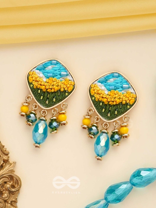 ADHITA - THE BLOOMING NATURE - RESHAM AND BEADS EMBROIDERED EARRINGS