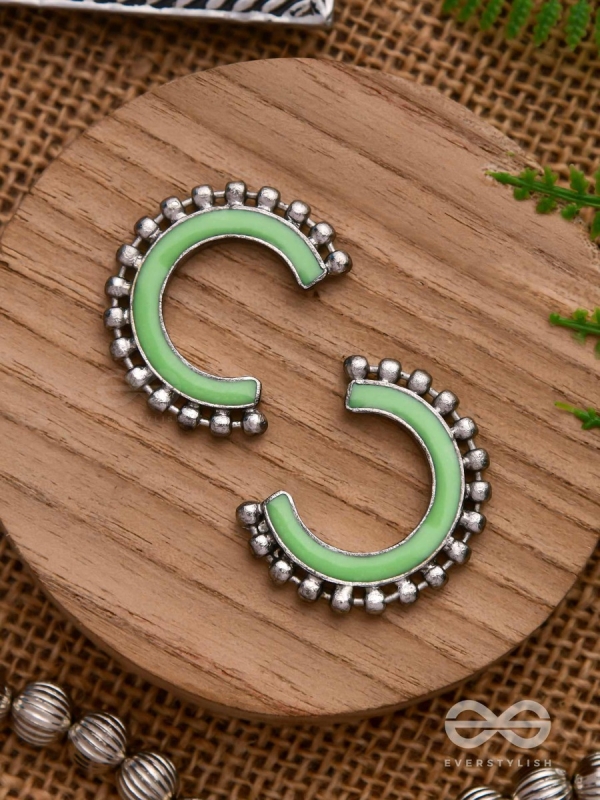 CRISP SPRINGTIMES - SILVER ENAMELLED EARRINGS