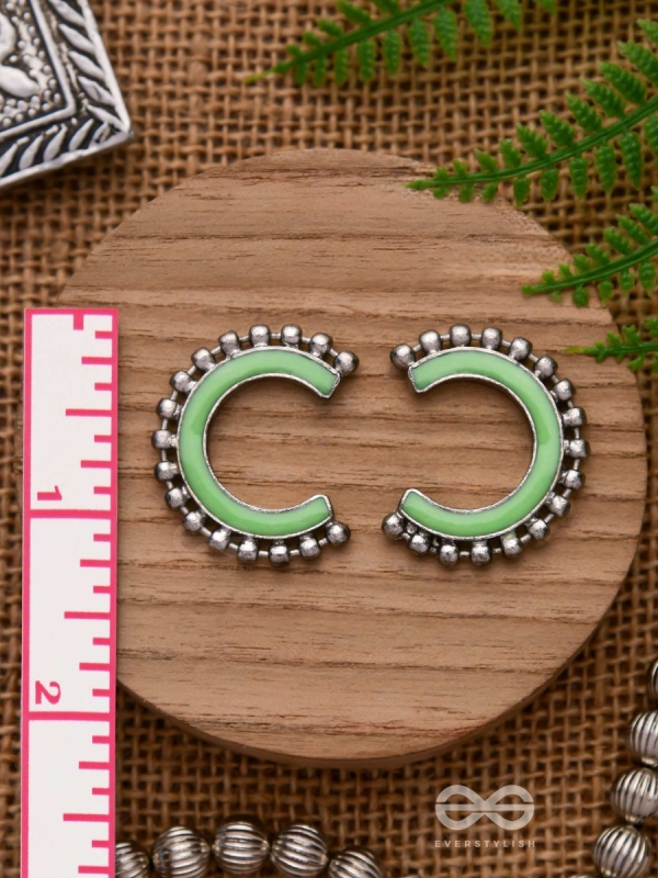 CRISP SPRINGTIMES - SILVER ENAMELLED EARRINGS