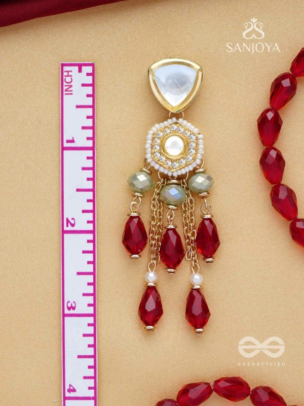 Prenkha - Scarlet Sways - Golden Embellished Polki And Kundan Earrings