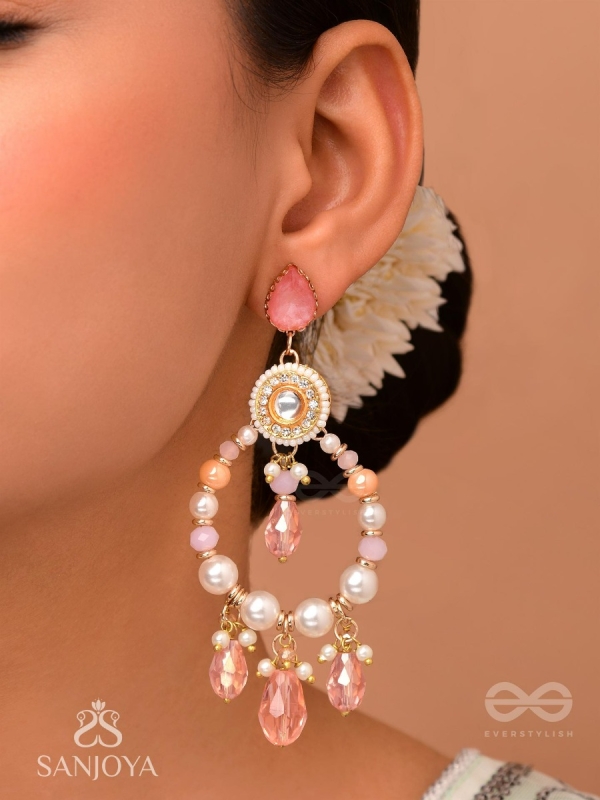 Uthila - Rosey Glow Gala - Golden Embellished Earrings