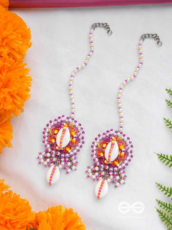 SAMBAVIKA - THE SHELL ENCHANTMENTS - BEADS AND SHELLS EMBROIDERED EARRINGS 