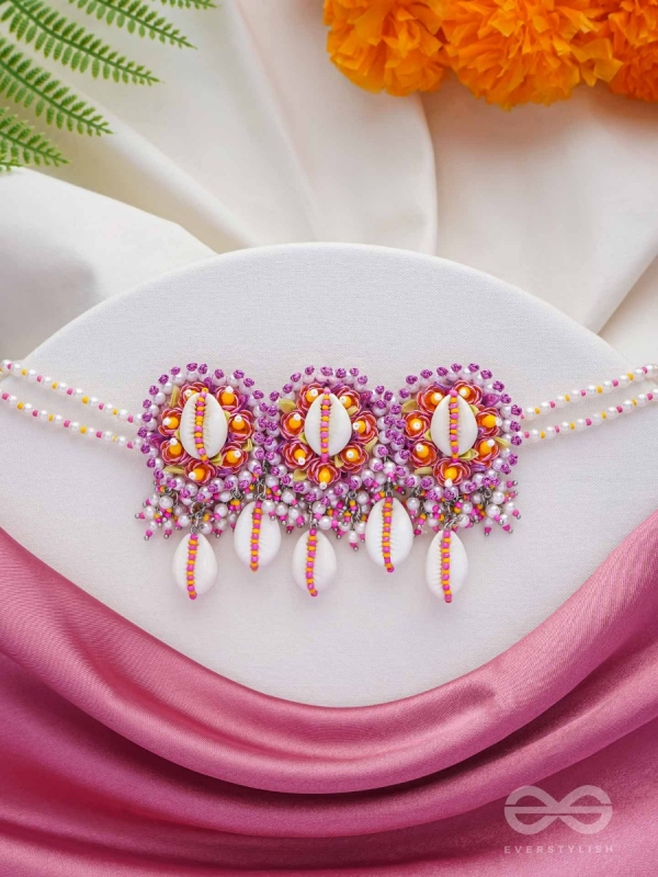 DRAPA - OCEAN MELODY BLOSSOMS - SHELL AND BEADS EMBROIDERED NECKLACE