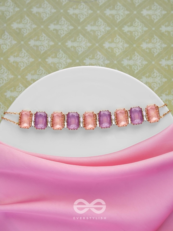 The Tropical Blush - Statement Choker Neckpiece With Anti-Tarnish Coating (Orange & Purple)