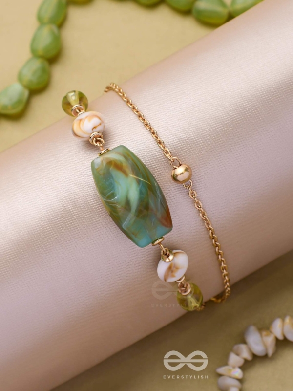 MOSSY MARBLES - GOLDEN EMBELLISHED MULTILAYER BRACELET