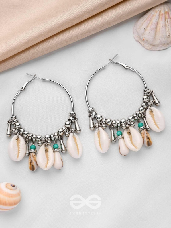 Swings Of Seashore - Statement Silver Hoop Earrings