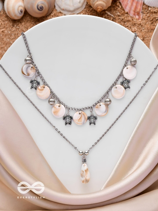 SEASIDE SECRETS - OXIDISED EMBELLISHED MULTILAYER NECKPIECE