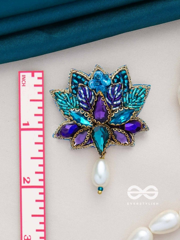 KAIRAVINI- THE LUSTROUS LOTUS - STONE, CUTDANA AND BEADS EMBROIDERED EARRINGS