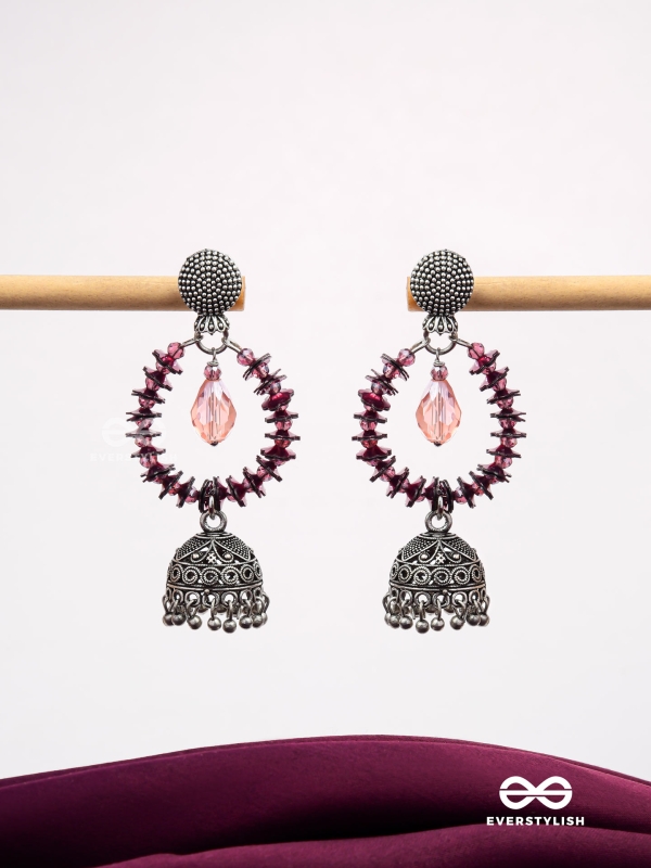 The Violet Wonder - Oxidised Jhumka Earrings