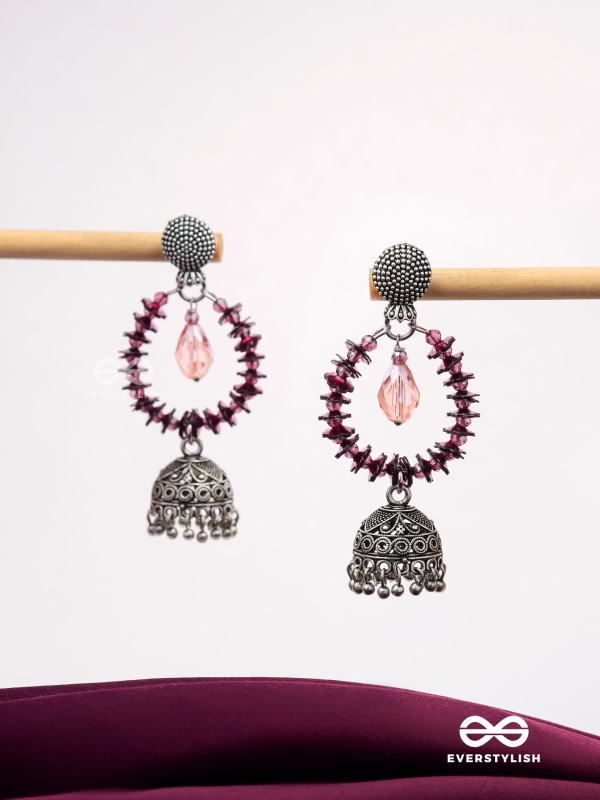 The Violet Wonder - Oxidised Jhumka Earrings