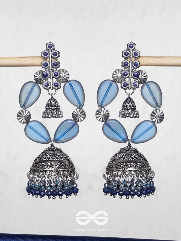 Mystical Skylight - Statement Oxidised Jhumka Earrings