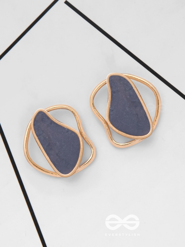 The Mystical Aura - Golden Enamelled Stud Earrings