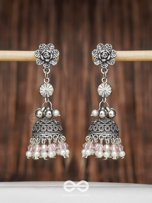 Petals In Bloom - Oxidised Jhumka Earrings