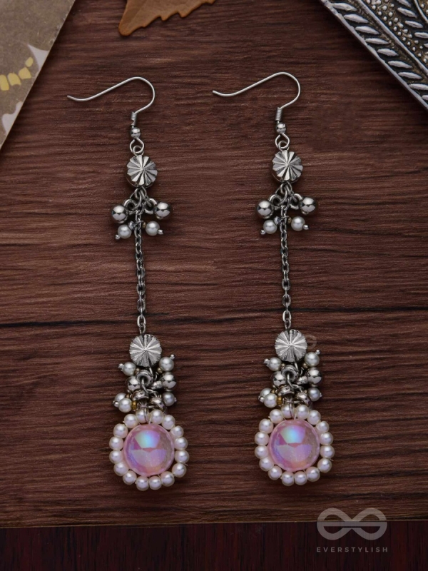 Silver Blush Bubbles - Oxidised Embellished Earrings