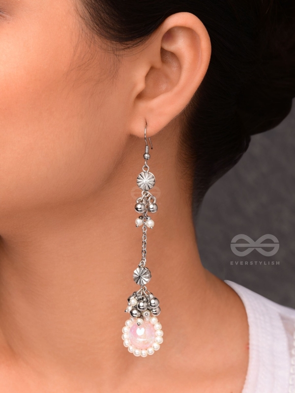 Silver Blush Bubbles - Oxidised Embellished Earrings