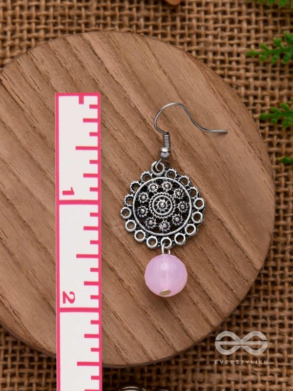 BLUSH BLOSSOMS - OXIDISED JHUMKA EARRINGS