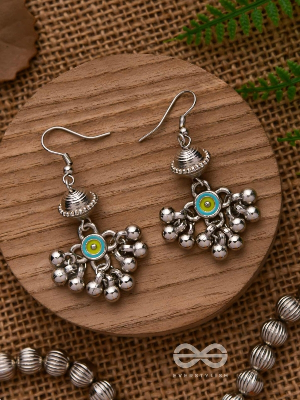 BEADED HORIZON CHARMS - EMBELLISHED OXIDISED EARRINGS