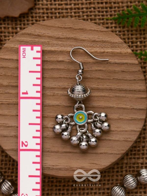 BEADED HORIZON CHARMS - EMBELLISHED OXIDISED EARRINGS