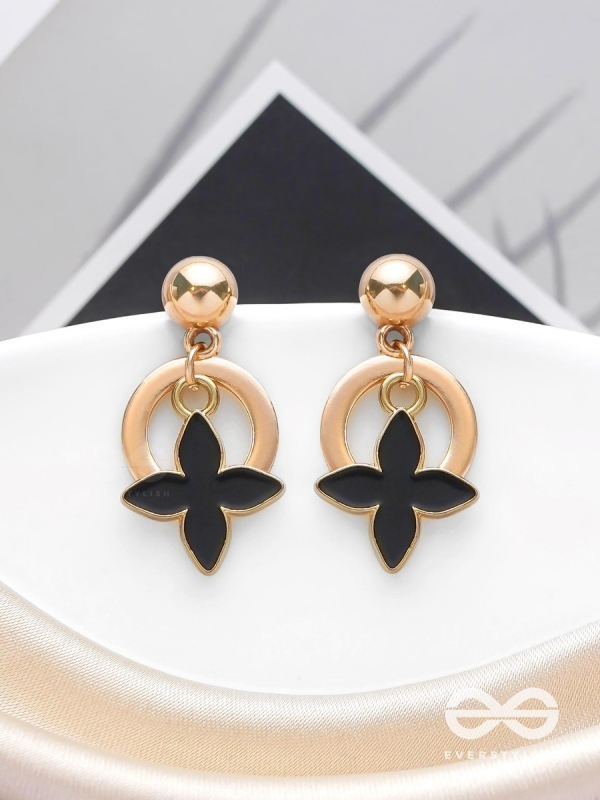The Strike Stars - Golden And Black Earrings