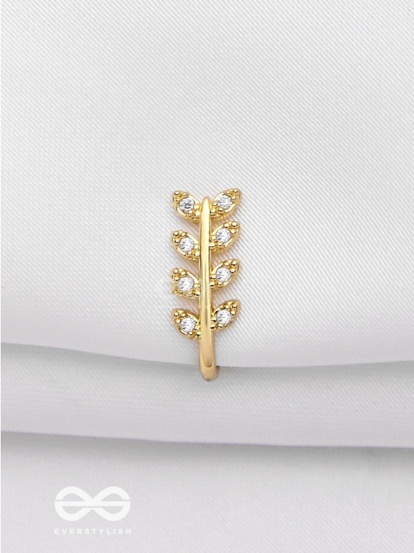 LEAF OUT BEAUTY - GOLDEN CZ NOSERING (NON-PIERCING)
