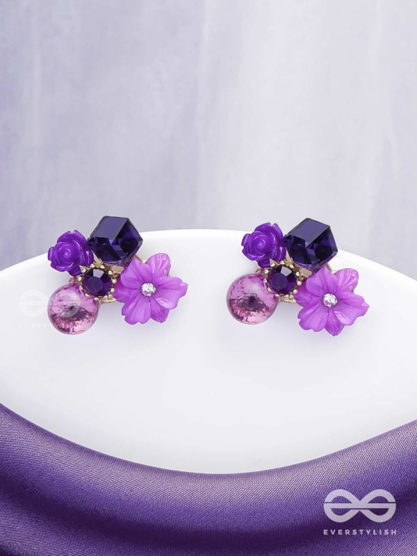 LILAC LOVEBUDS - GOLDEN EMBELLISHED STUD EARRINGS