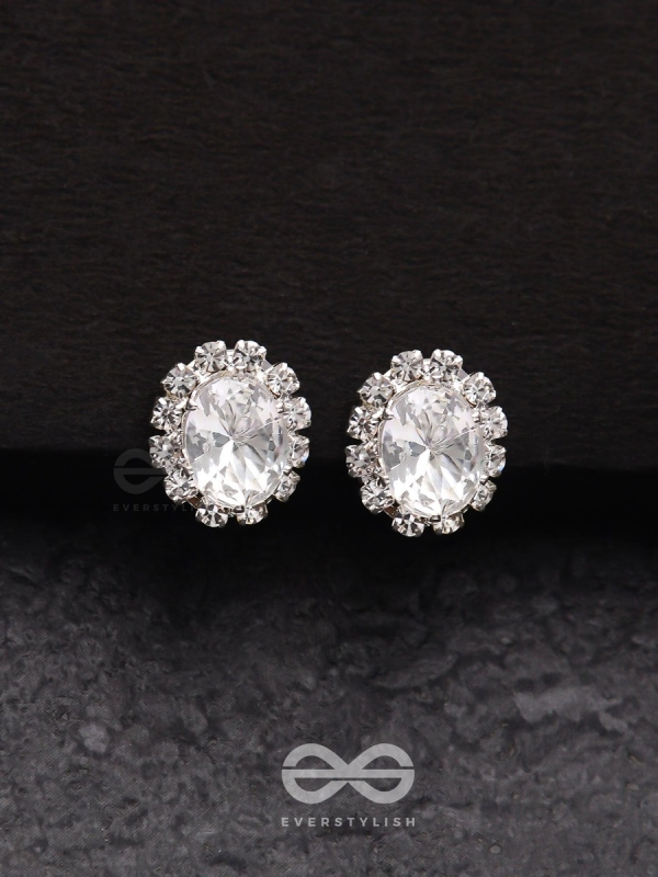 SHIMMER AND SHINE - SILVER EMBELLISHED STUD EARRINGS