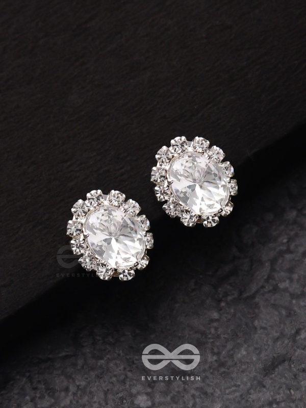 SHIMMER AND SHINE - SILVER EMBELLISHED STUD EARRINGS