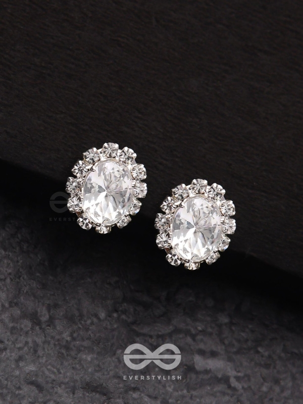 SHIMMER AND SHINE - SILVER EMBELLISHED STUD EARRINGS