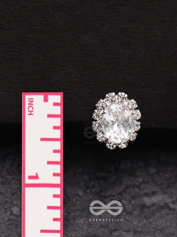 SHIMMER AND SHINE - SILVER EMBELLISHED STUD EARRINGS