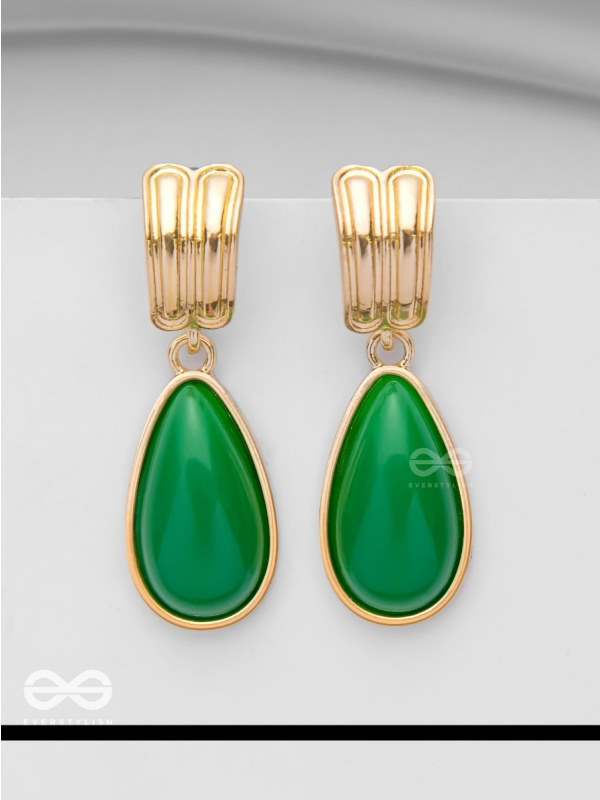 THE LIME LIGHT - GOLDEN AND GREEN DROP EARRINGS