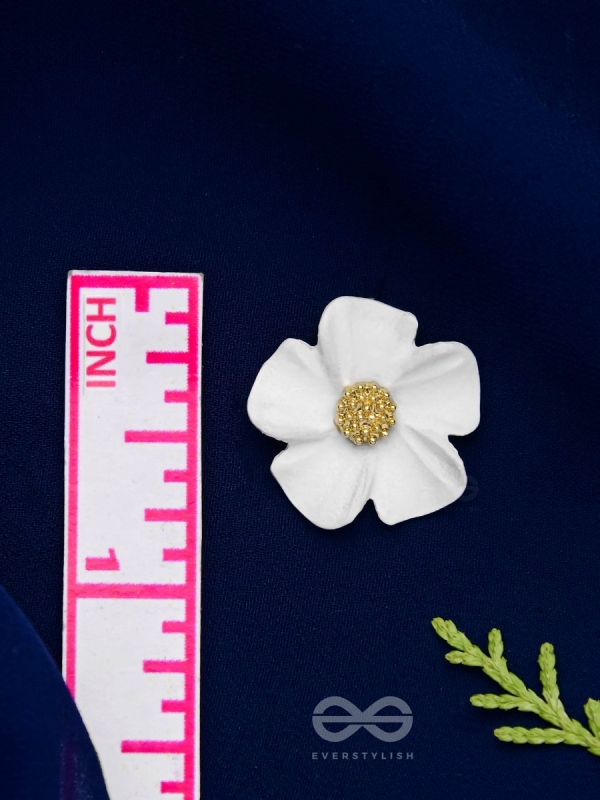 THE BLOSSOM BALLAD - GOLDEN AND WHITE ACRYLIC STUD EARRINGS