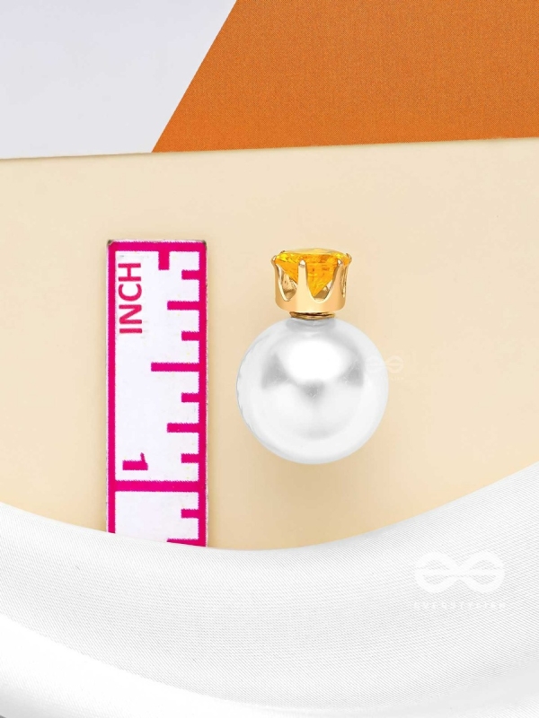 A MYSTIC PEARL - GOLDEN EMBELLISHED EARRINGS (YELLOW)