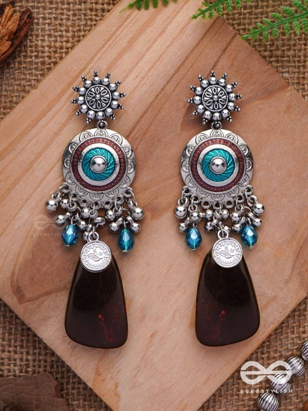 The Infinity Swirls - Enamelled Oxidised Earrings