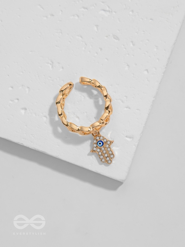 Gentle Spirits - Golden Embellished Charm Ring (Adjustable)