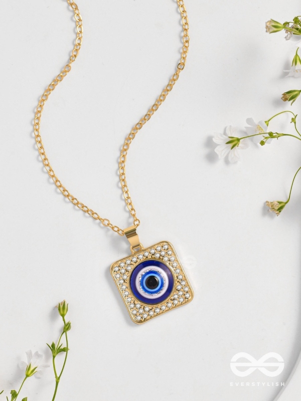 Gaze Of Magic - Golden Embellished Pendant With Anti-Tarnish Coating