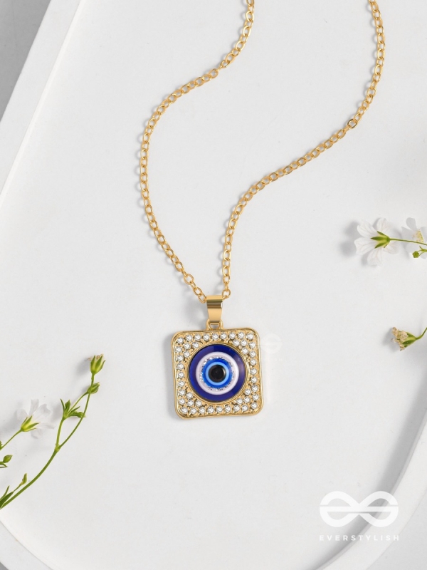 Gaze Of Magic - Golden Embellished Pendant With Anti-Tarnish Coating
