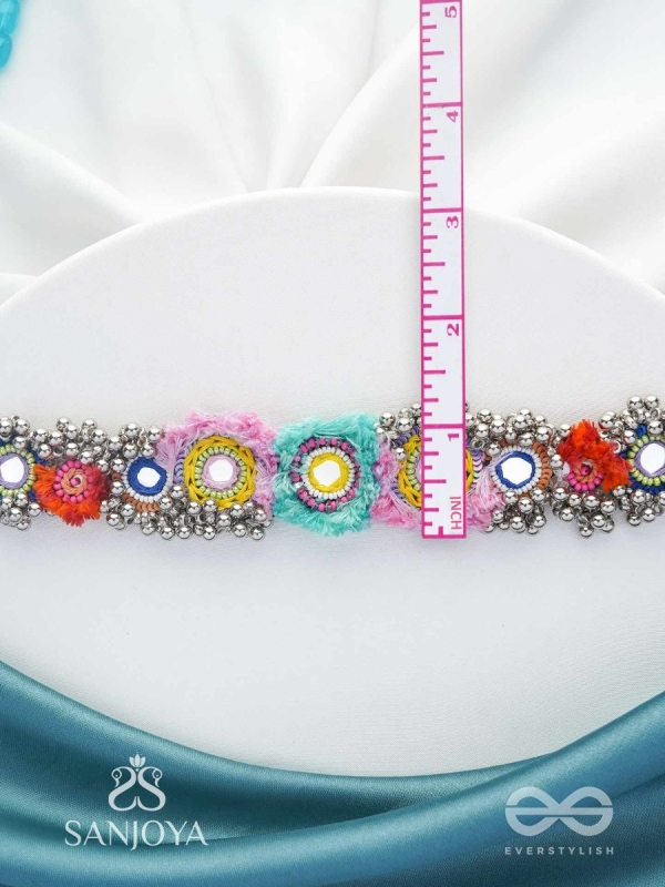 Ataya - The Spring'S Palette - Beads, Mirror And Resham Hand Embroidered Oxidised Neckpiece