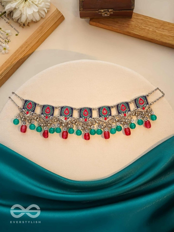 Sky Blush Swirls - Statement Enamelled Oxidised Neckpiece