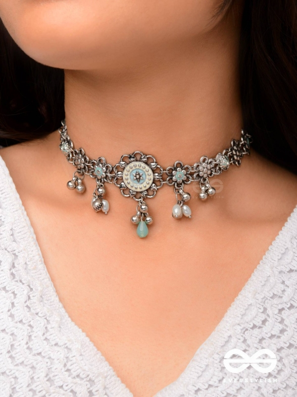 The Sky Bouquet- Enamelled Oxidised Neckpiece