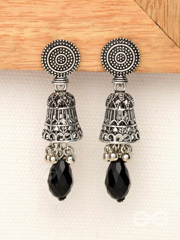 The Midnight Magic- Statement Oxidized Earrings 