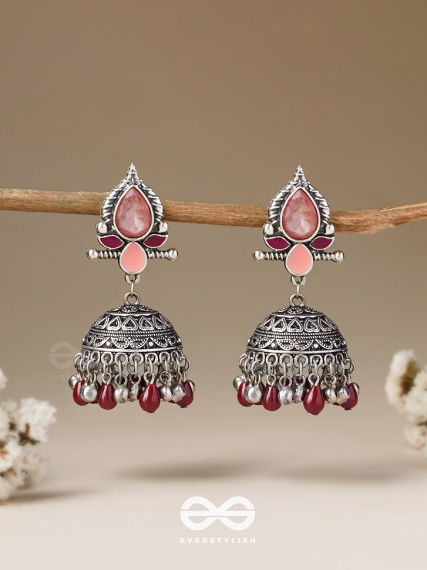 The Shades of Love - Enamelled Oxidised Jhumka Earrings