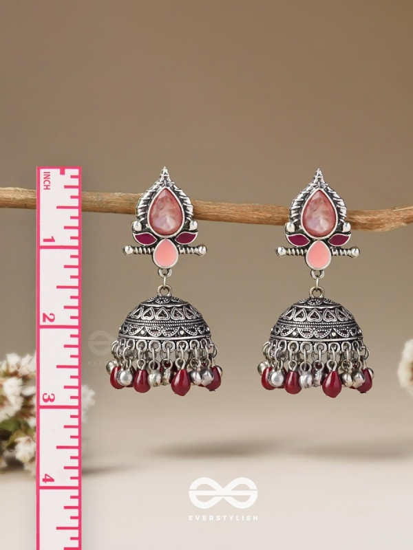 The Shades of Love - Enamelled Oxidised Jhumka Earrings