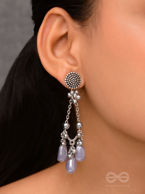 The Lilac Craze- Glass Drops Oxidised Earrings