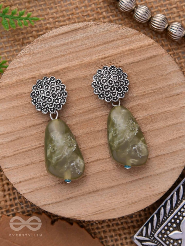 The Greenland Mist- Stone Oxidised Earrings