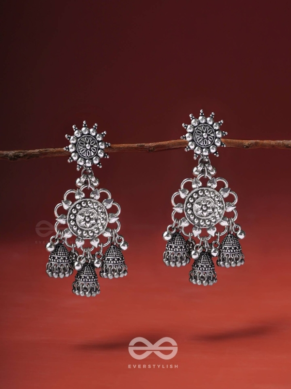 The Moon Flower- Oxidised Earrings