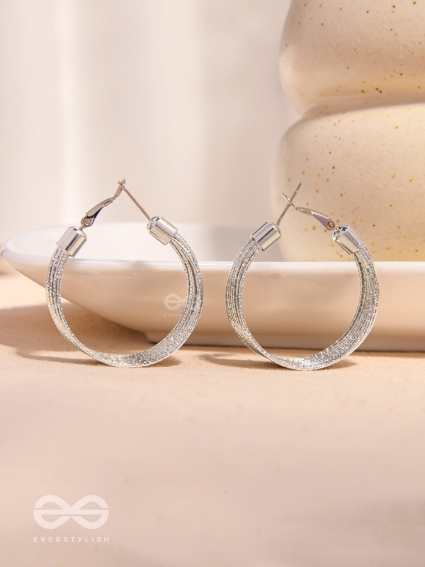 Spiral Strands - Statement Silver Hoop Earrings 