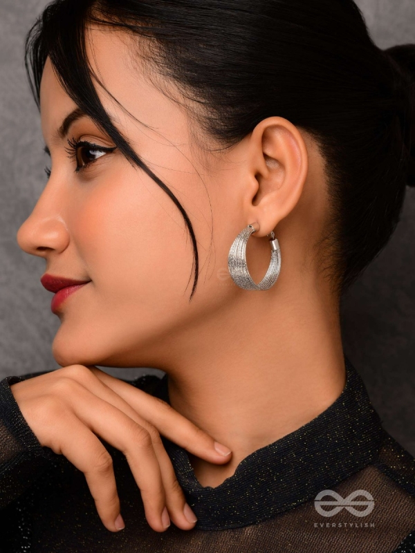 Spiral Strands - Statement Silver Hoop Earrings 