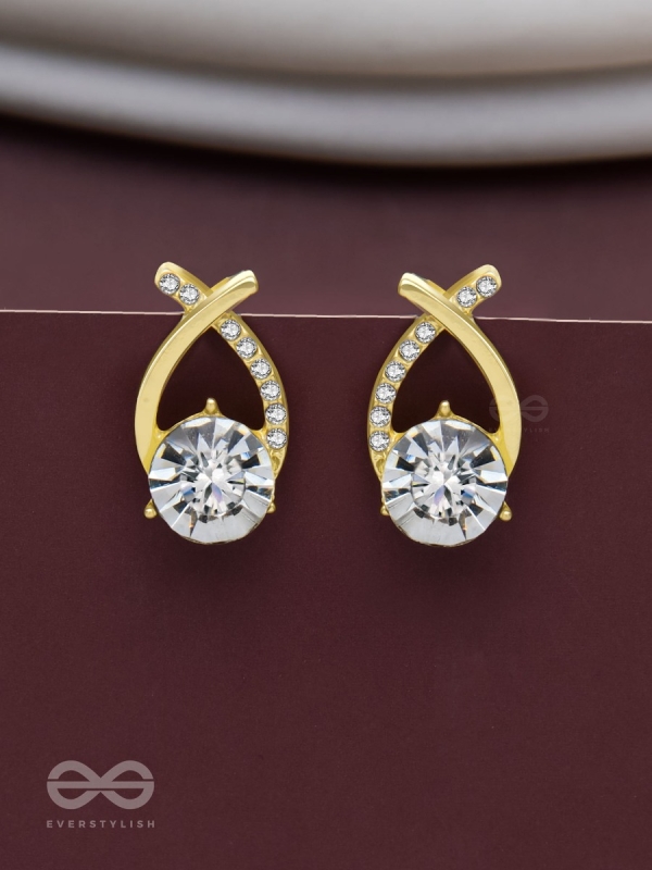 Shining Shimmerstones - Golden Embellished Earrings