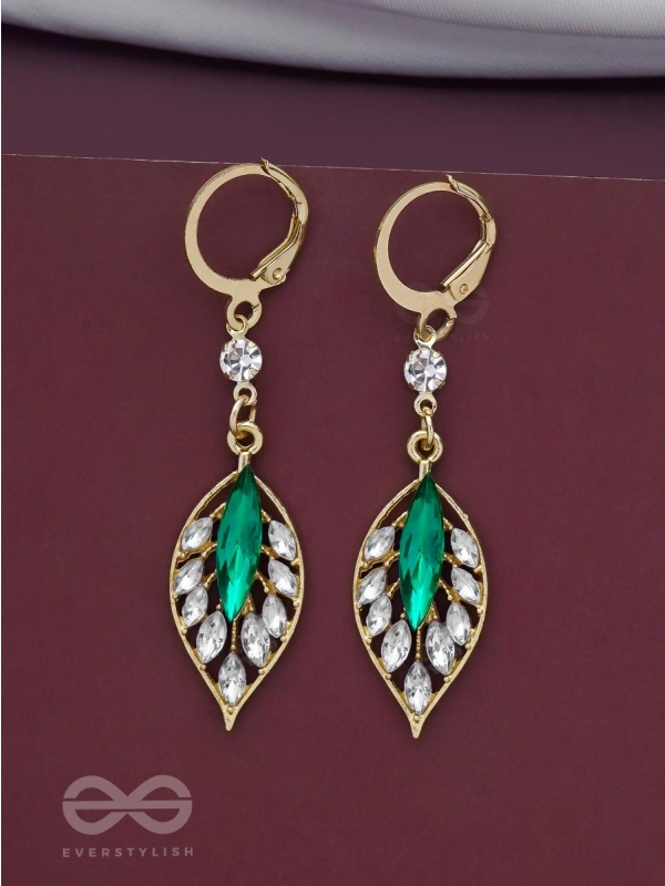 Lush Leaflets - Golden Embellished Earrings