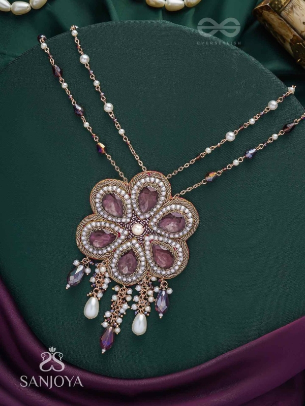 Bahukusumita - The Garden Gala - Stone, Beads And Pearls Hand Embroidered Neckpiece